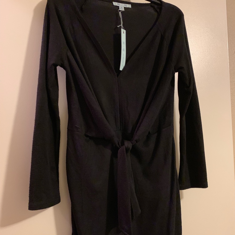 Black wrap dress.